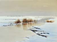 Jan Groenhart - Rietkragen in de sneeuw